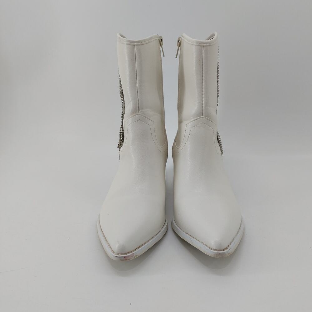 Altar'd State White Western Boot Rhinestone Fringe Ankle 8 - Picture 2 of 11